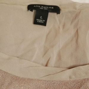 Gorgeous Lightly Sparkly Ann Taylor Sheath Shirt and Thin Cardigan Set, 90% Silk